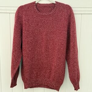 Men Lambswool Sweater 44" Large Scotland‎ Outdoors Snow Burgundy utility
